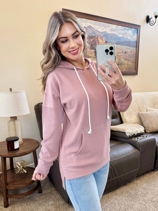 Kacey Ribbed Hoodie - Rose
