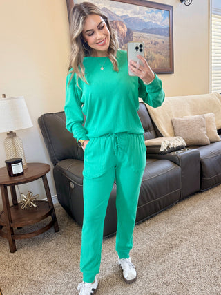 Corrine Ribbed Pullover Top - Emerald