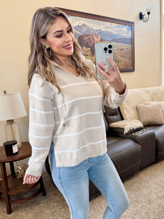 Maddie Striped Hoodie - Natural