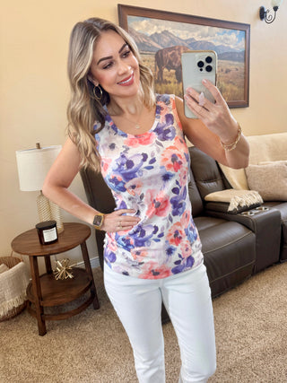 Ava Tank - Sunset Watercolor Floral