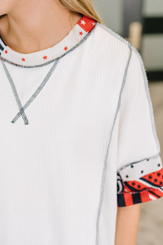 Pretty Prideful Patchwork Detail Top