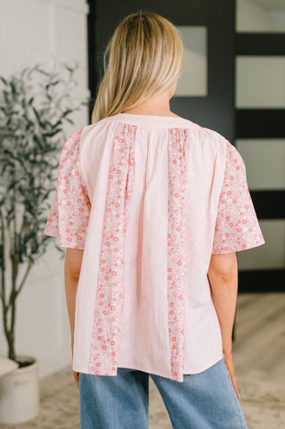 Pretty Prime Bell Sleeve Color Block Blouse