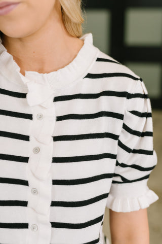 Rational Ruffle Textured Knit Blouse