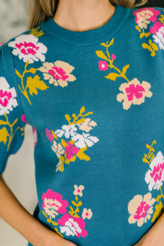 Right for Each Other Knit Floral Top