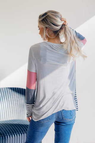 Rose Smoke Striped Knit