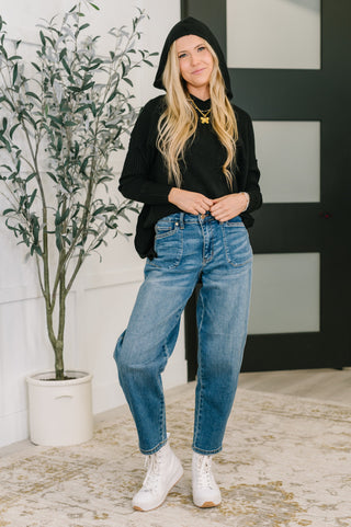 Running Late Hooded Long Sleeve in Black