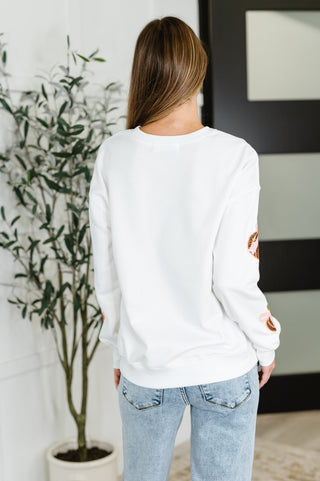 PREORDER: Sequin Pumpkin Bow Pullover