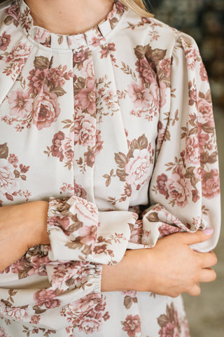 Shockingly Savvy Pleated Floral Blouse