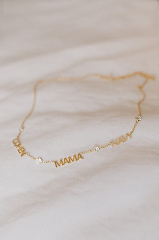 Custom Cherish Crystal Multiple Name Necklace - Water Resistant