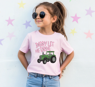 Youth Daddy Let Me Drive Graphic Tee - Pink