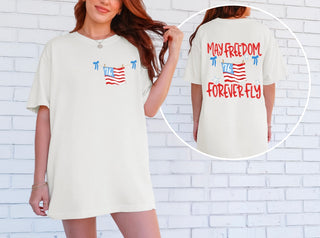 Coquette May Freedom Forever Fly Pocket & Back Graphic Tee 🇺🇸✨