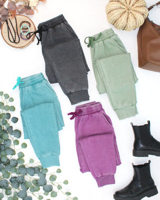 Vintage Wash Joggers - Purple