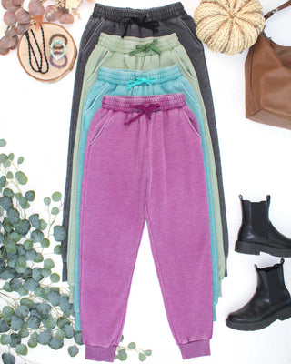 Vintage Wash Joggers - Teal