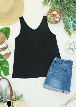 Vera V Neck Tank - Black