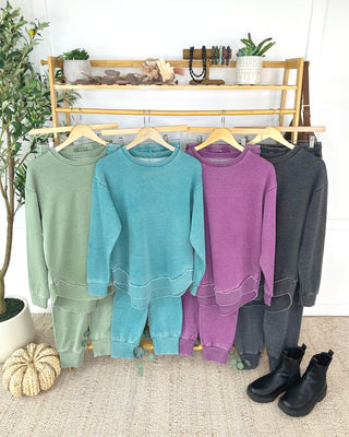 Vintage Wash Joggers - Teal