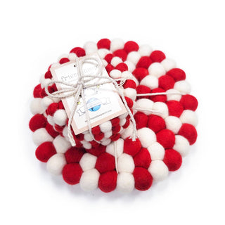 Candy Cane Set of 5 - 4x Eco Coasters + Eco Trivet