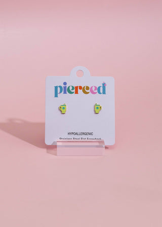 Green Tumbler Flat Back Earrings