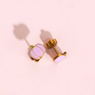 Pink Pumpkin Flatback Earrings