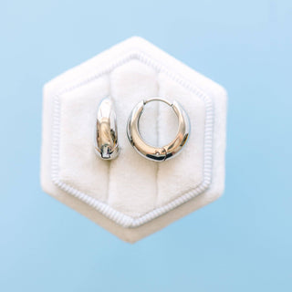 Silver Large Teardrop Huggies