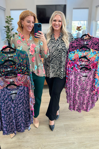 Lizzy Top in Magenta Abstract Animal Print