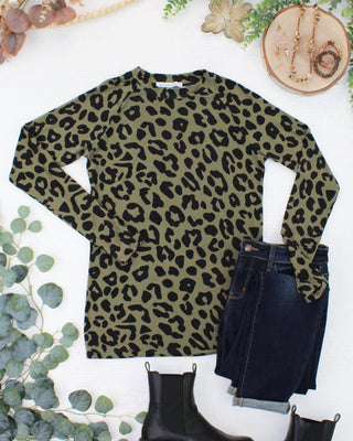 Blair Long Sleeve Top - Olive Animal Print