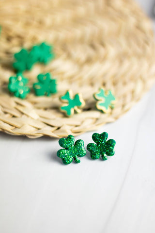 Shamrock Studs: Gold Lined