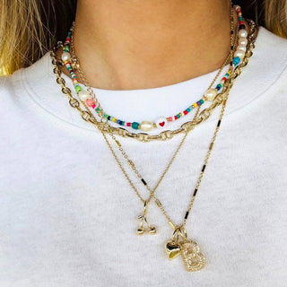 Rainbow and Pearl Beaded Necklace