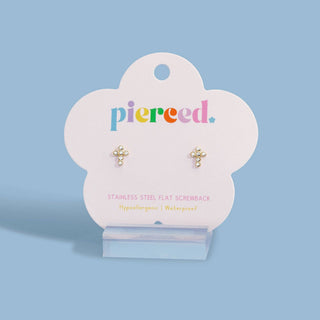 CZ Cross Flatback Earrings