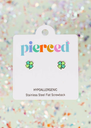 Four Leaf Clover Flat Back Earrings