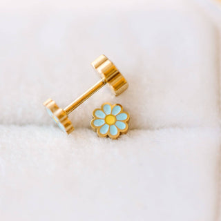 Light Blue Tiny Daisy Stud Earrings