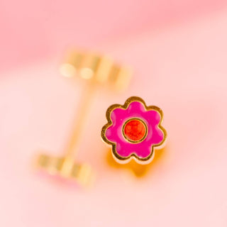 Tiny Pink Flower Studs