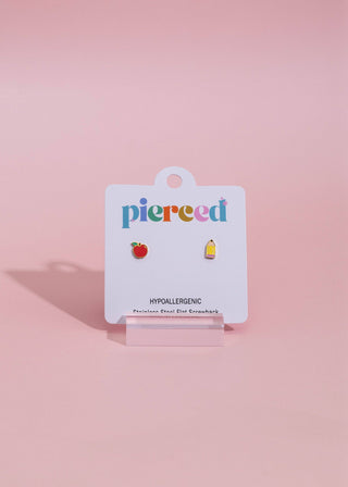 Apple and Pencil Flat Back Earrings