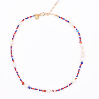 Red, White and Blue Beaded Necklace
