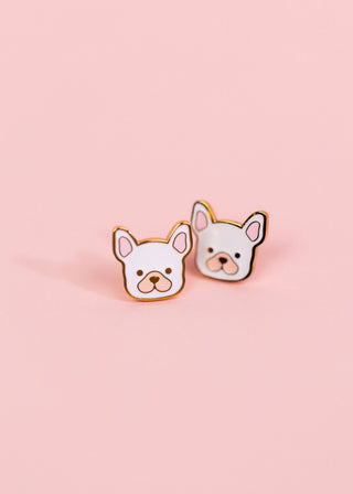 White Dog Flat-Back Earring