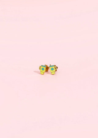 Green Tumbler Flat Back Earrings