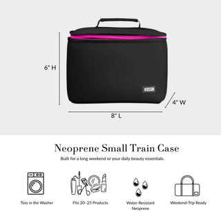 Neoprene Small Train Case - Black/Pink