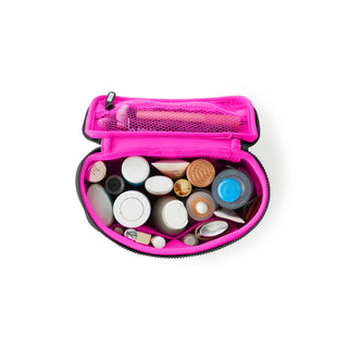 Neoprene Small Train Case - Black/Pink