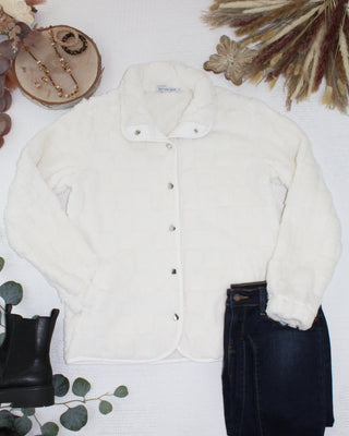 Checkered Snap Sherpa - Ivory