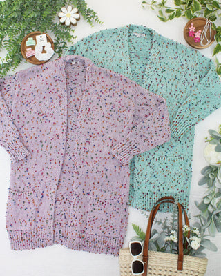 Carly Confetti Dot Cardigan - Aqua Blue