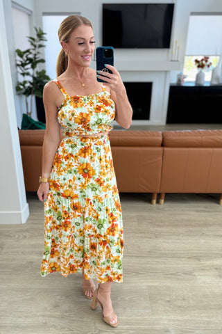 Cutie Patootie Tiered Skirt and Top Set in Orange