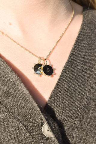 Harper Initial Charm in Gold with CZ Crystals