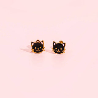 Black Cat Flatback Earrings