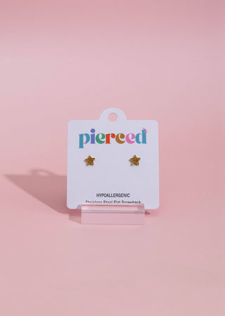 Gold Star Flat Back Earrings