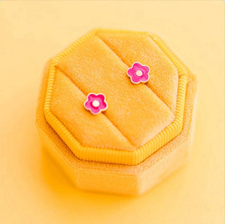 Hot Pink Flower Studs