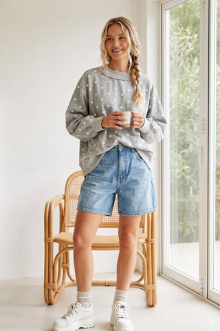 Oversized Polka Dot Scuba Pullover