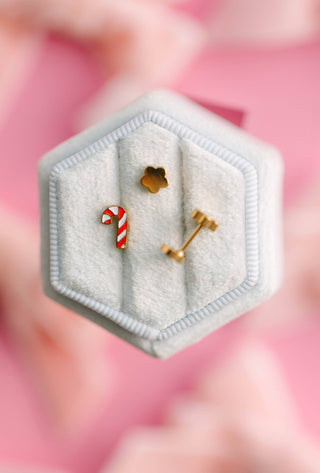 Candy Cane Flat-Back Earrings