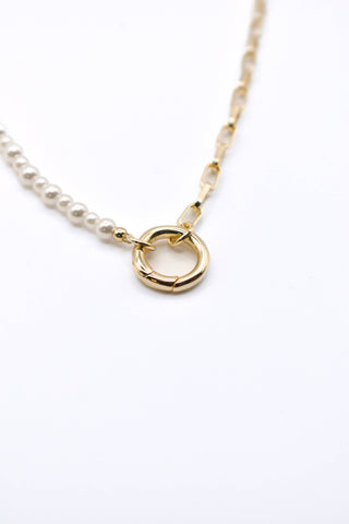 Pearl and Paperclip Chain Charm Necklace