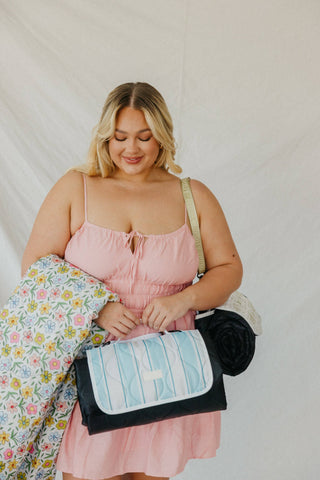 Blue Striped Picnic Blanket