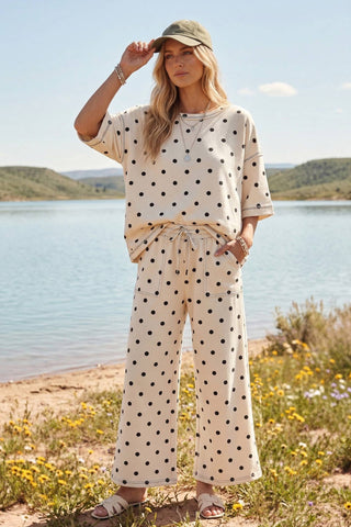 Heavy Scuba Polka Dot Short Sleeve Set