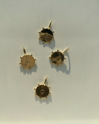 Harper Initial Charm in Gold with CZ Crystals